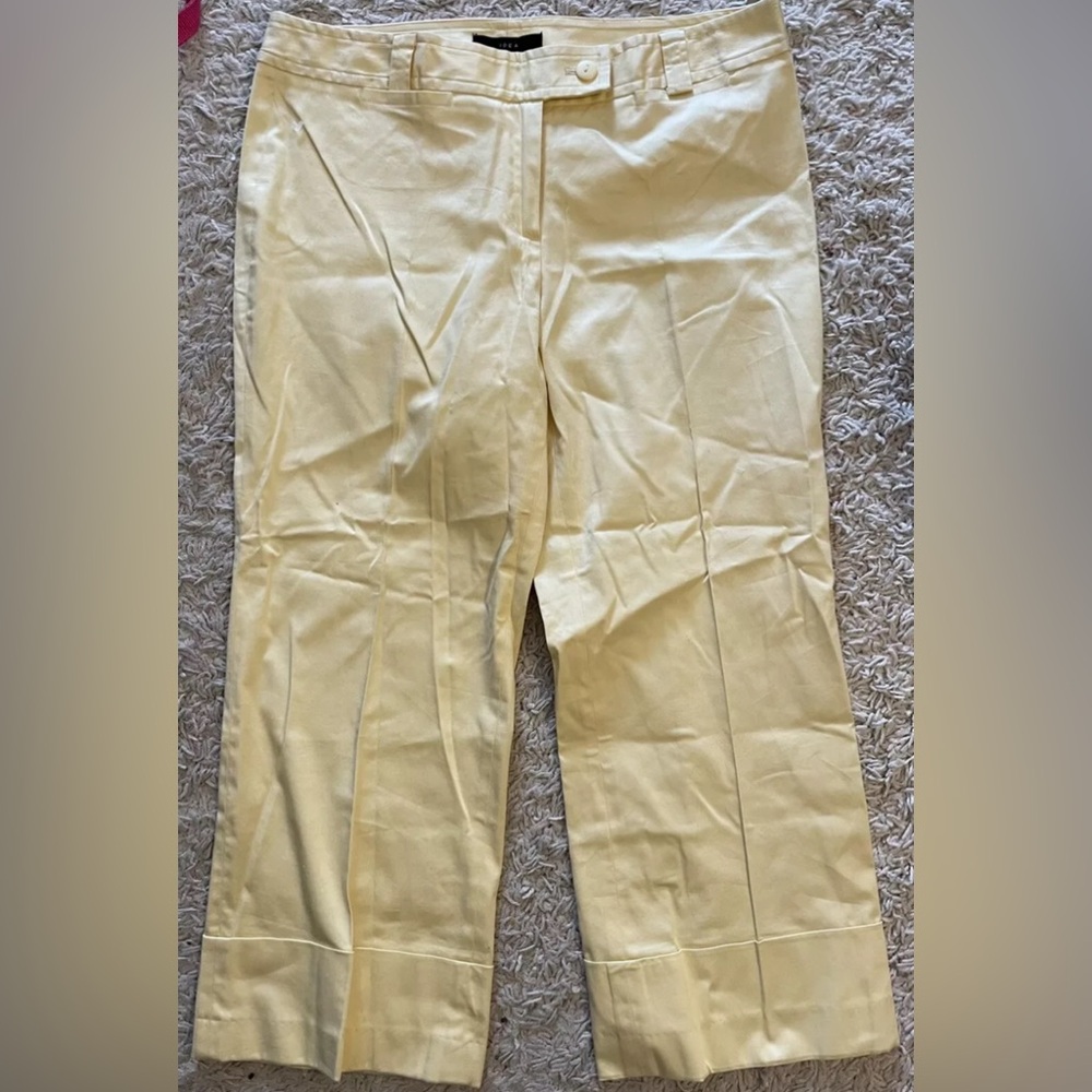 IDEA yellow cropped bootcut boot cut stretchy pants 10 medium m